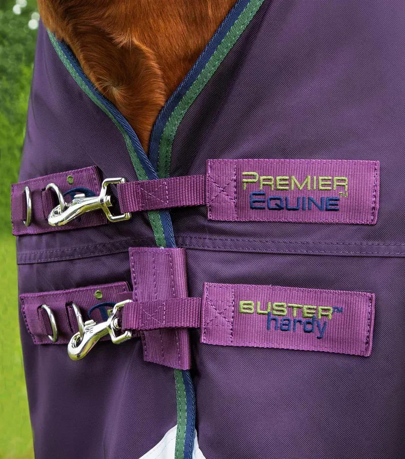 Premier Equine Buster Hardy 100g Half Neck Turnout Rug - Purple-2