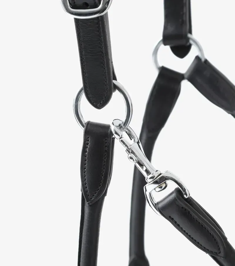 Premier Equine Hennaroso Rolled Anatomic Leather Head Collar - Black-4