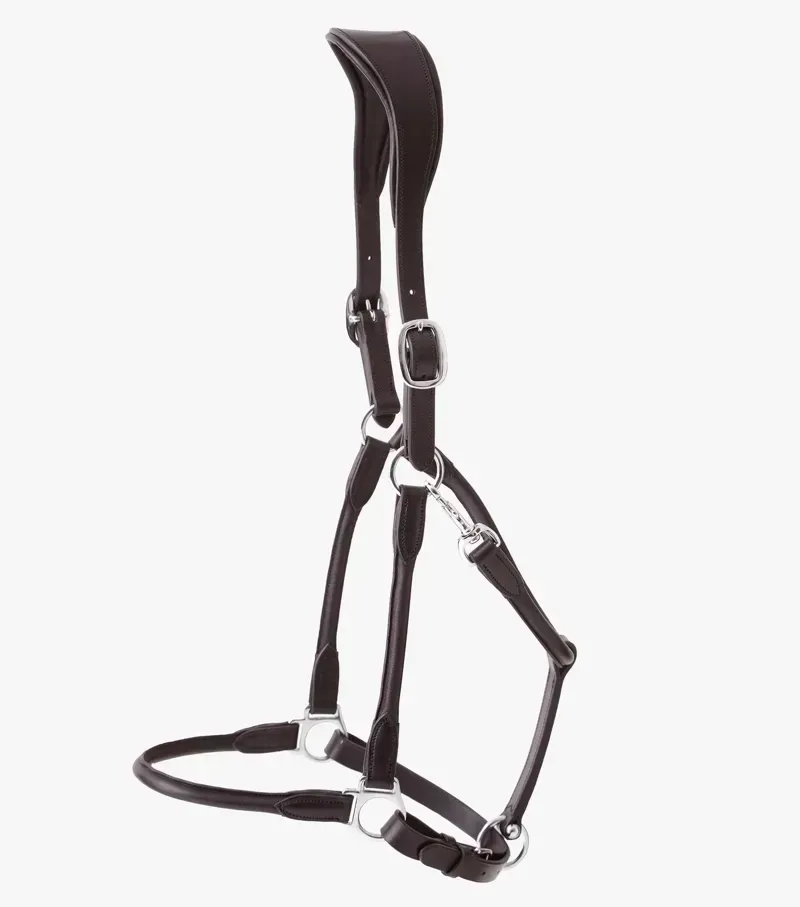 Premier Equine Hennaroso Rolled Anatomic Leather Head Collar - Brown-1