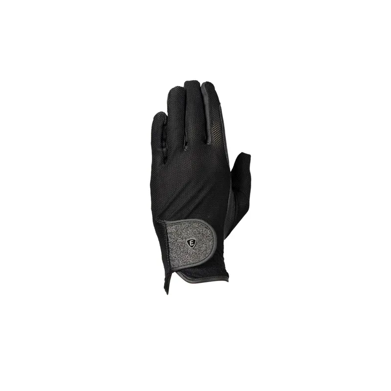 Hy Equestrian Elevate Glitter Flex Mesh Riding Gloves - Black