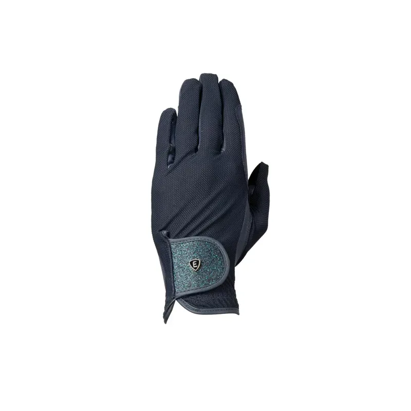 Hy Equestrian Elevate Glitter Flex Mesh Riding Gloves - Navy