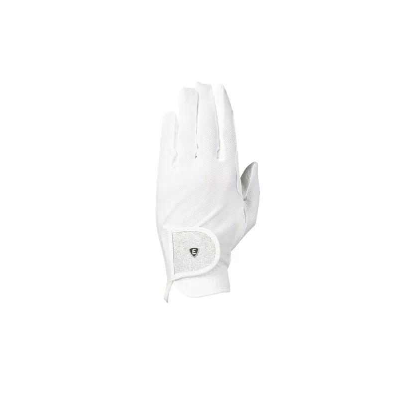 Hy Equestrian Elevate Glitter Flex Mesh Riding Gloves - White