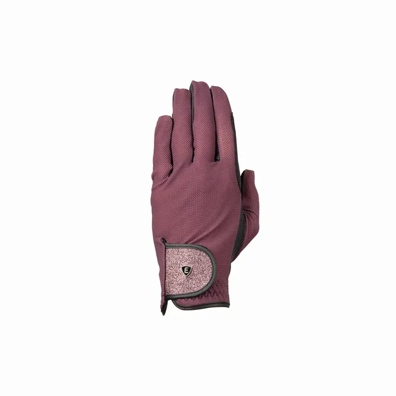 Hy Equestrian Elevate Glitter Flex Mesh Riding Gloves - Wine
