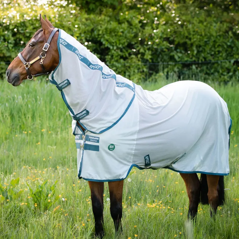 Horseware Amigo AmEco Bug Fly Rug Fly Sheet - Silver/Teal-2