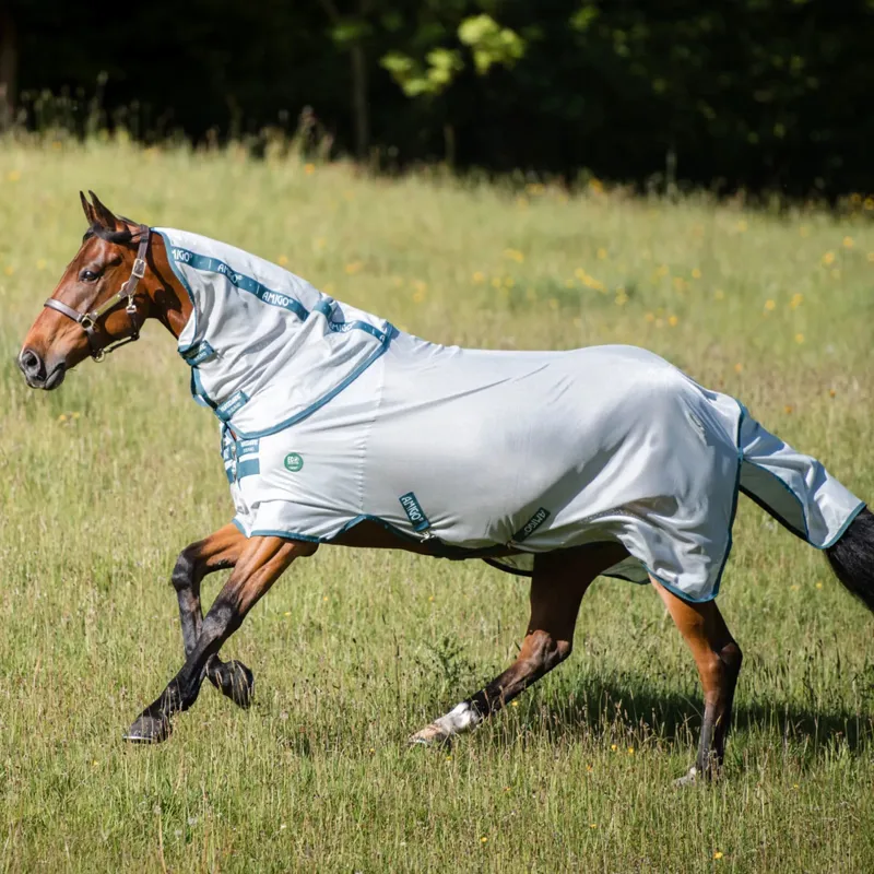 Horseware Amigo AmEco Bug Fly Rug Fly Sheet - Silver/Teal-1