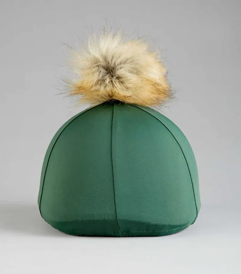 Premier Equine Jersey Hat Silk With Faux Fur Pom Pom - Green-5