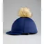 Premier Equine Jersey Hat Silk With Faux Fur Pom Pom - Navy