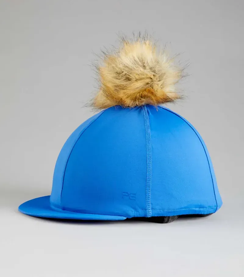 Premier Equine Jersey Hat Silk With Faux Fur Pom Pom - Royal Blue