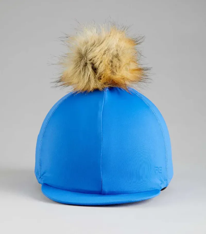 Premier Equine Jersey Hat Silk With Faux Fur Pom Pom - Royal Blue-2