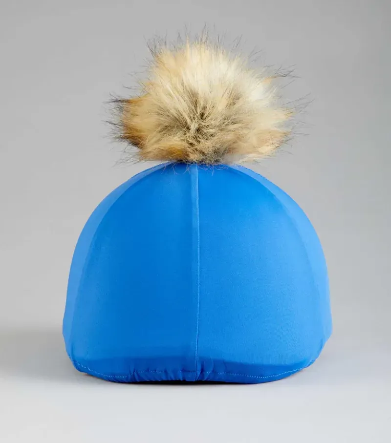 Premier Equine Jersey Hat Silk With Faux Fur Pom Pom - Royal Blue-5