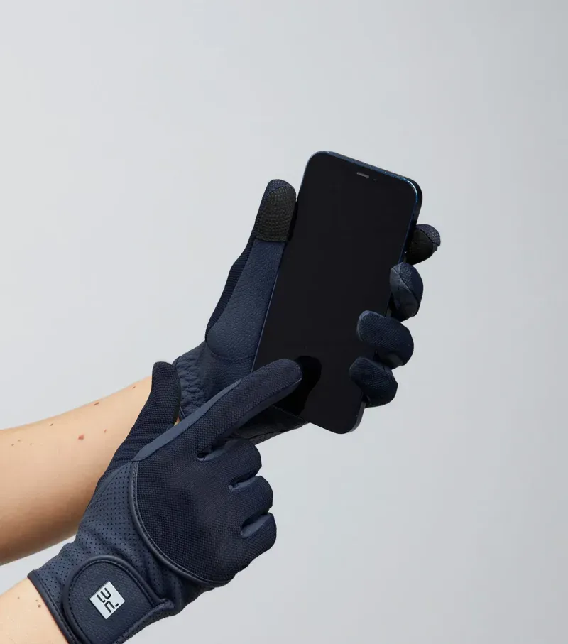 Premier Equine Junior Presa Mesh Riding Gloves - Navy-1