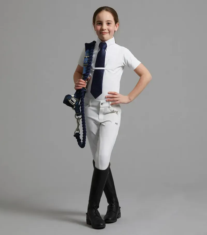Premier Equine Girls Luciana Short Sleeve Show Shirt - White-1