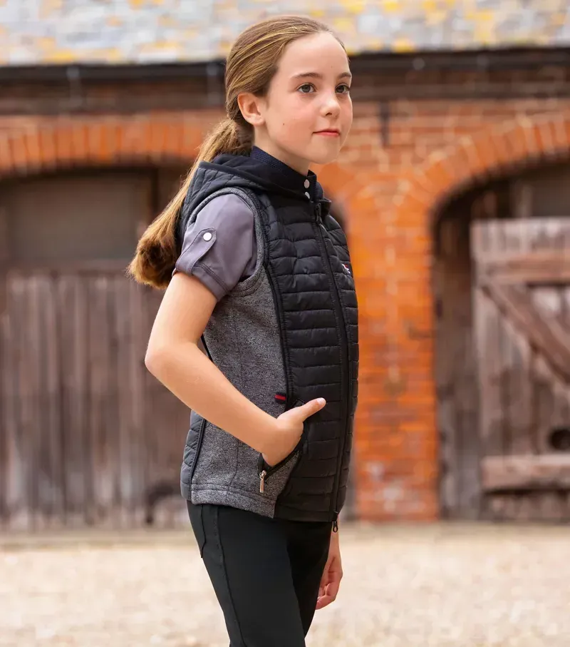 Premier Equine Girl's Mini Lamera Hybrid Riding Gilet - Black-1