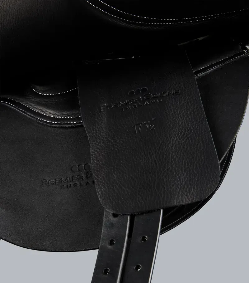 Premier Equine Leather Full Tree Exercise Racing Saddle - Black-1