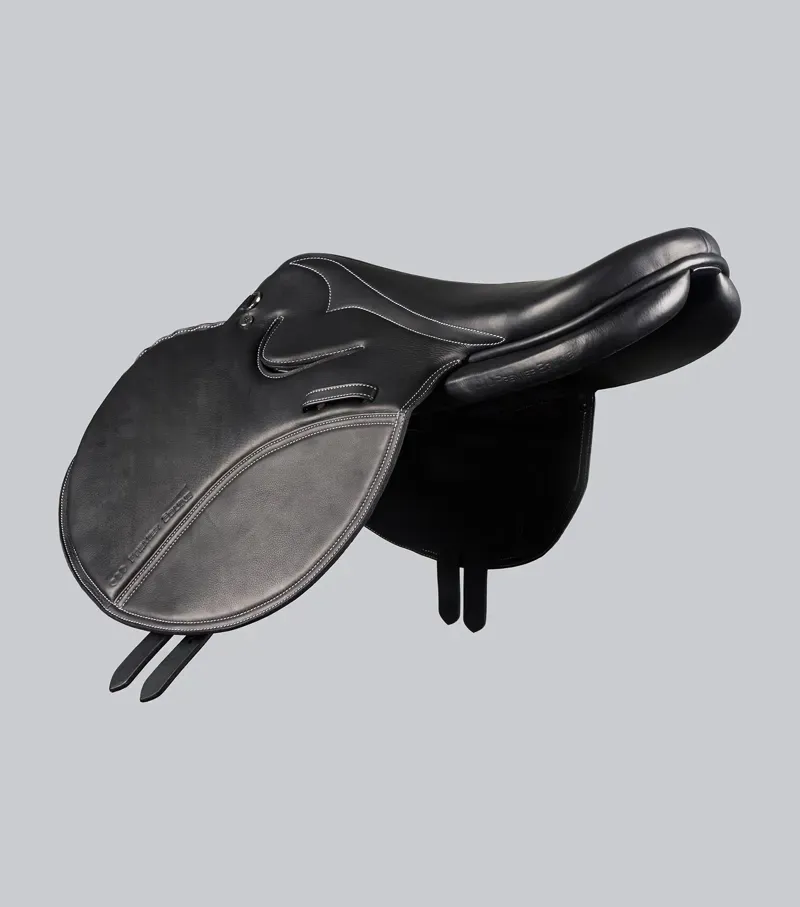 Premier Equine Leather Full Tree Exercise Racing Saddle - Black-2
