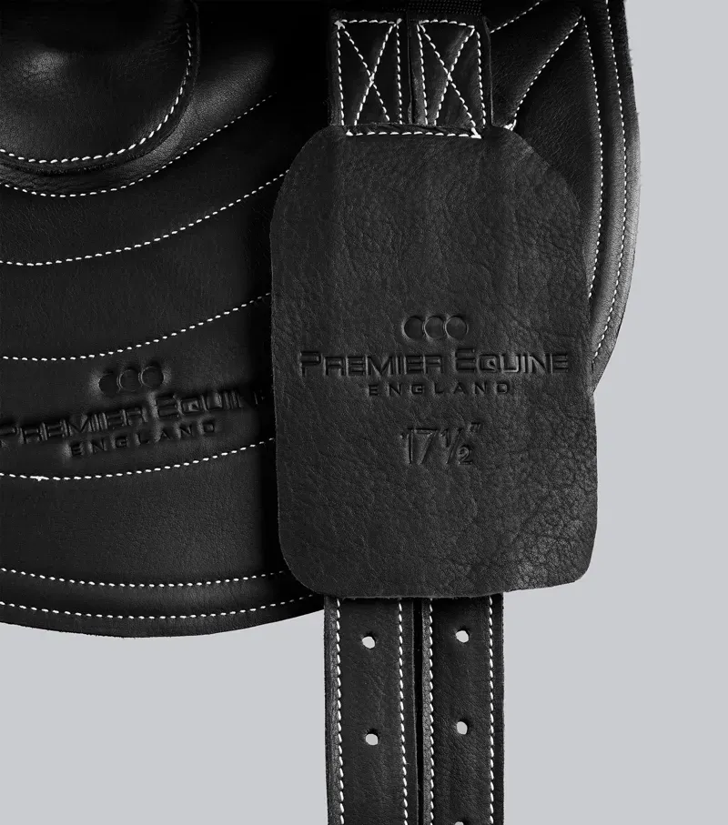 Premier Equine Leather Half Tree Exercise Racing Saddle - Black-1