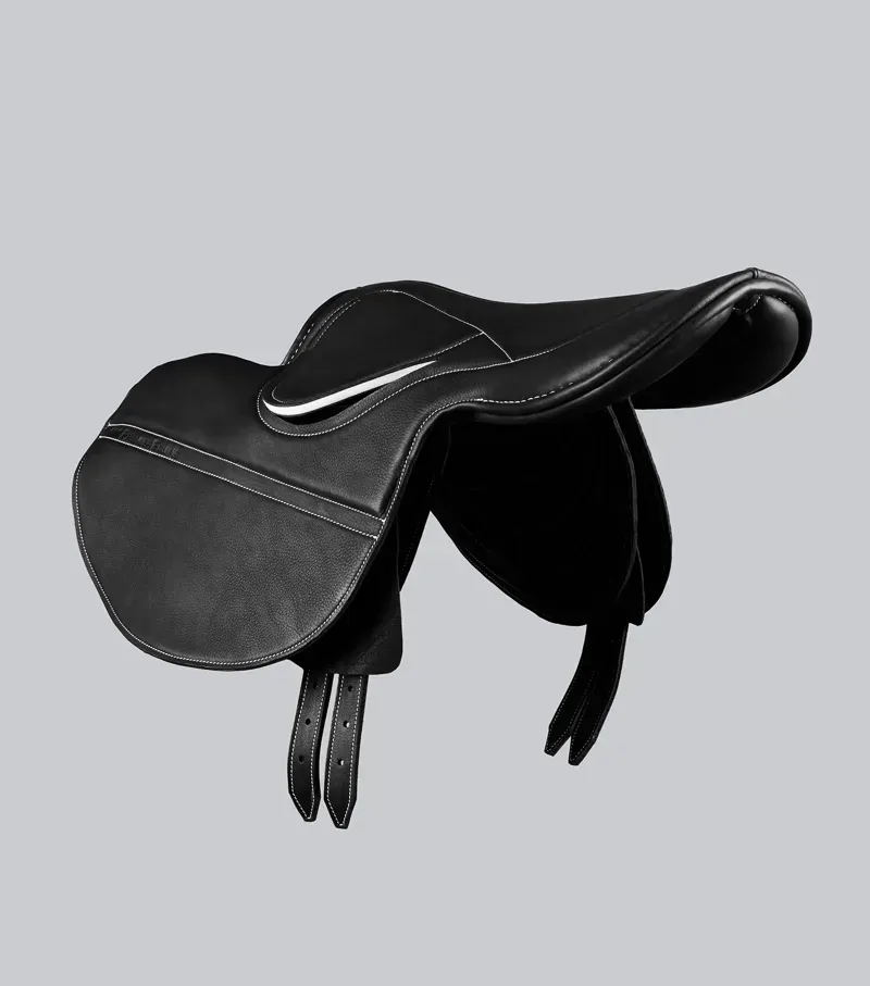 Premier Equine Leather Half Tree Exercise Racing Saddle - Black-3