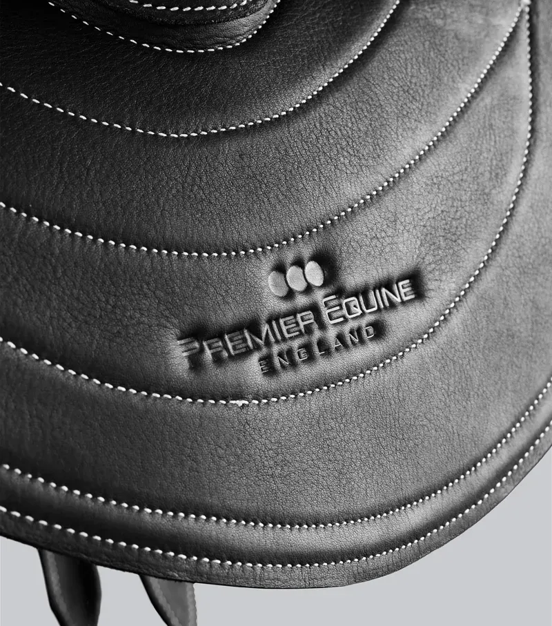 Premier Equine Leather Half Tree Exercise Racing Saddle - Black-4