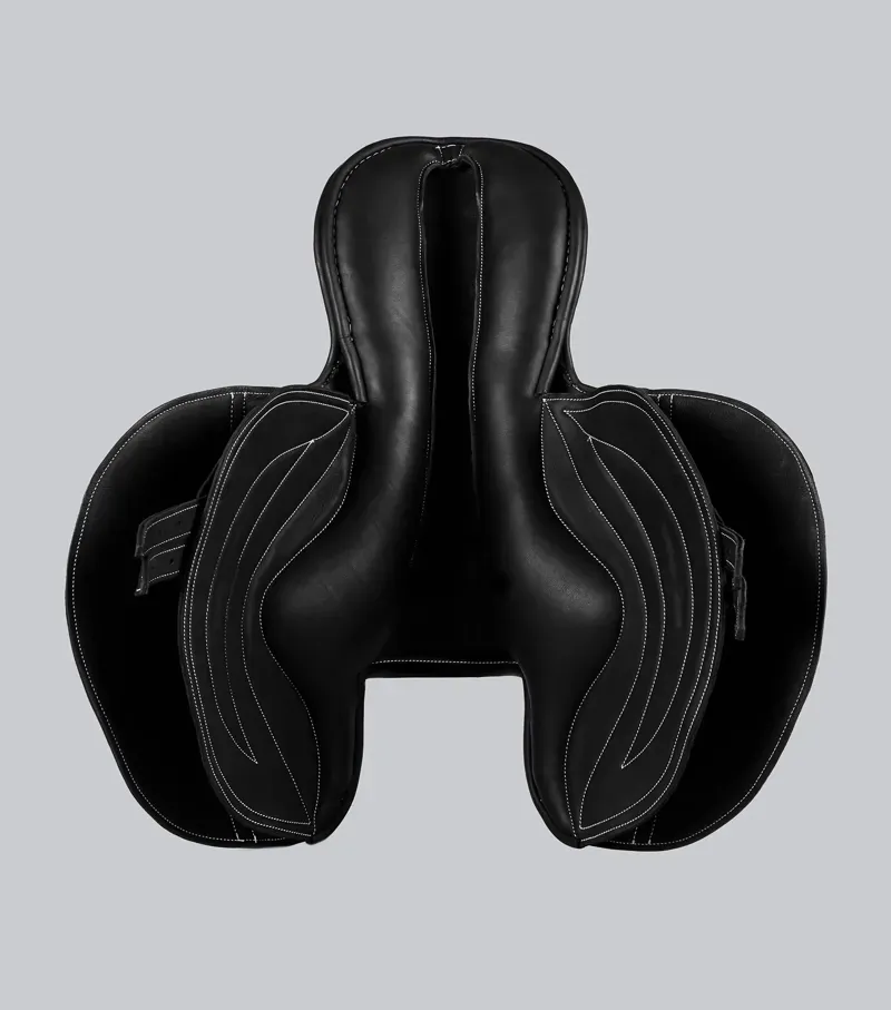 Premier Equine Leather Half Tree Exercise Racing Saddle - Black-5