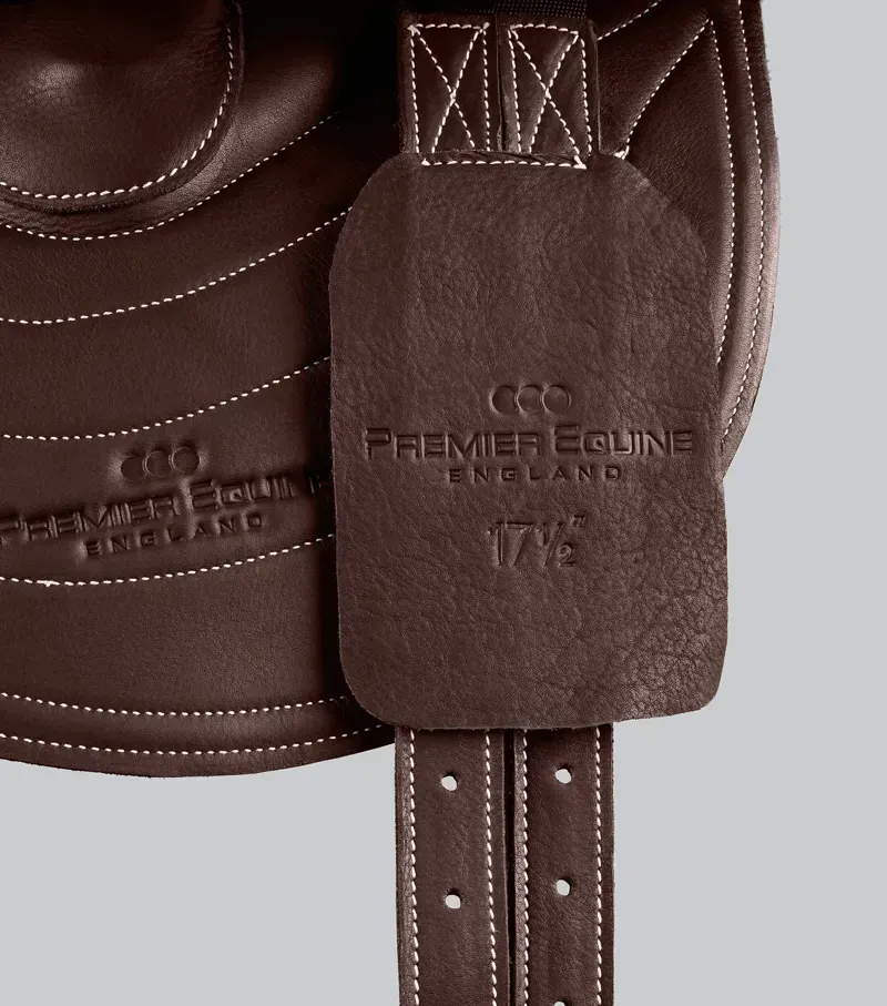 Premier Equine Leather Half Tree Exercise Racing Saddle - Dark Havana-1