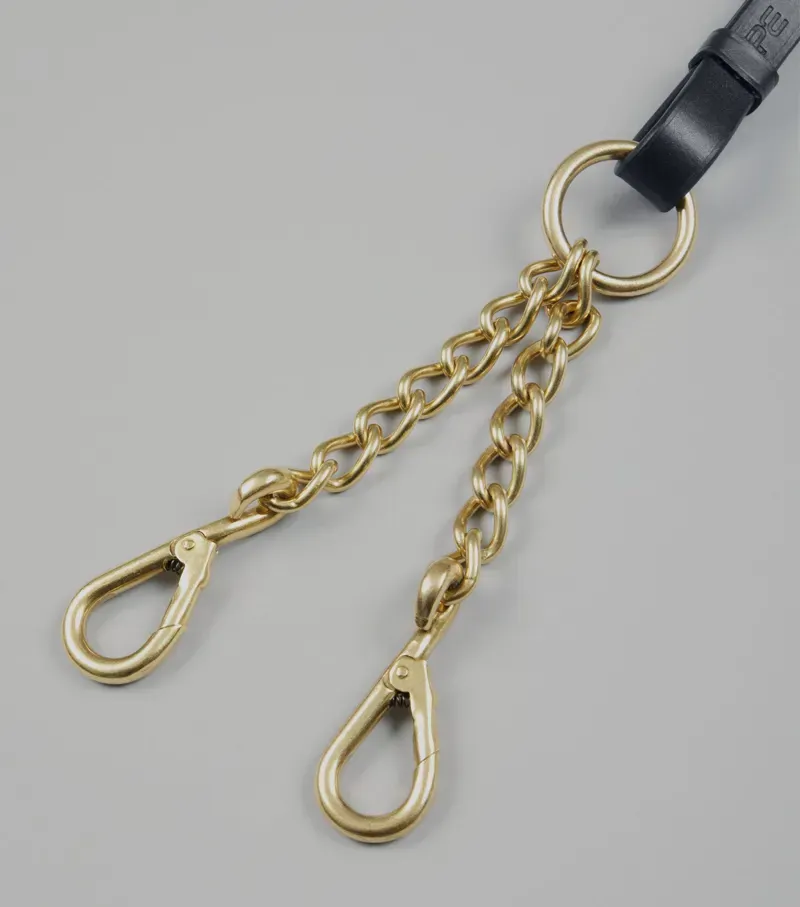 Premier Equine Leather Lead Rein With Chain Coupling - Black-1