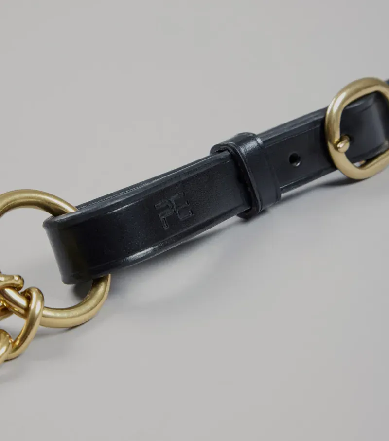Premier Equine Leather Lead Rein With Chain Coupling - Black-2