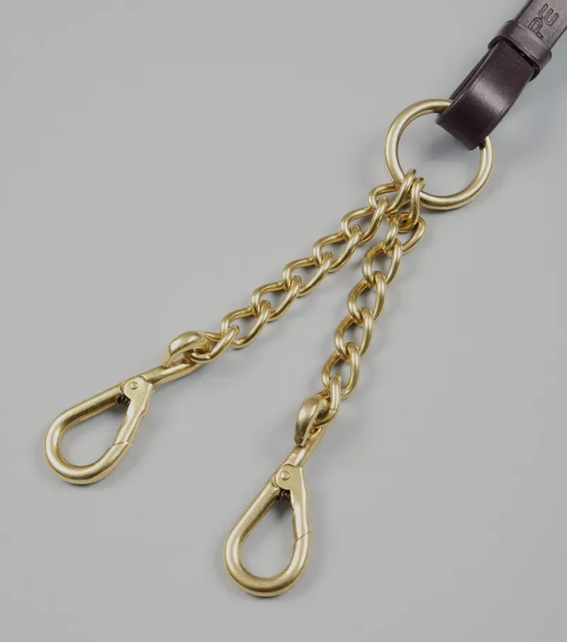 Premier Equine Leather Lead Rein With Chain Coupling - Brown-1
