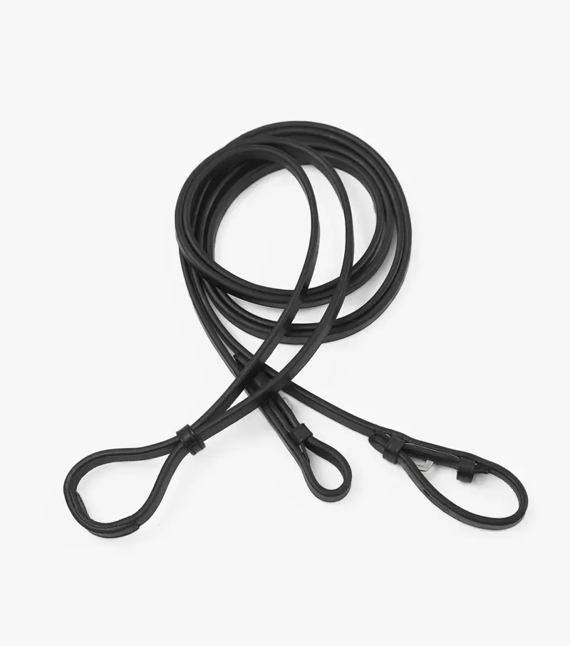 Premier Equine Leonardo Plain Leather Double Bridle Reins - Black-2