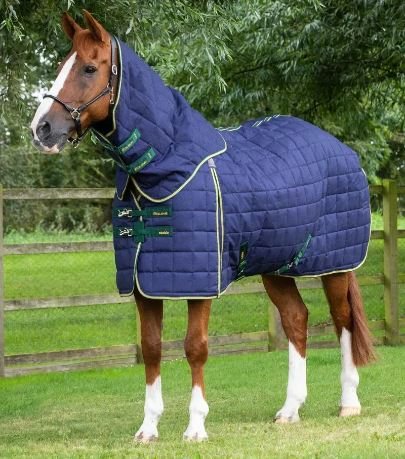 Premier Equine 450g Lucanta Stable Rug With Neck Cover - Navy-1