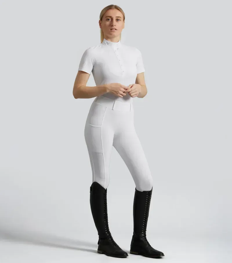 Premier Equine Luceo Womens Full Seat Competition Riding Tights - White