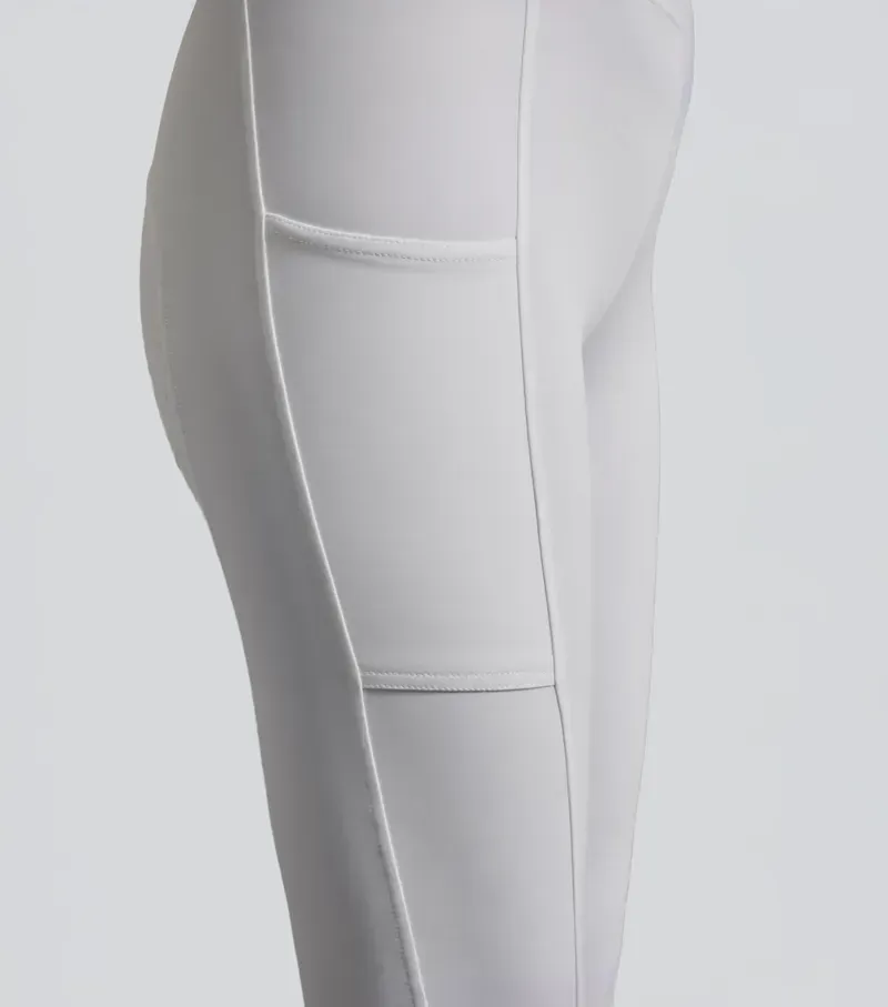 Premier Equine Luceo Womens Full Seat Competition Riding Tights - White-3