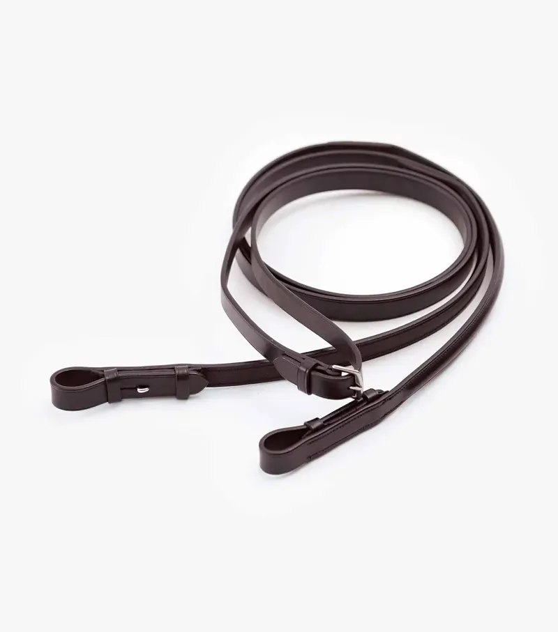 Premier Equine 5/8 Luigi Plain Leather Reins - Brown-2