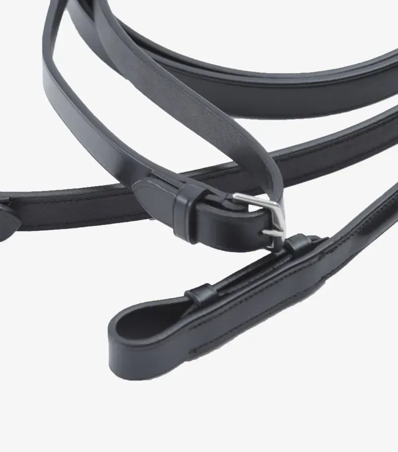 Premier Equine 5/8 Luigi Plain Leather Reins - Black-3