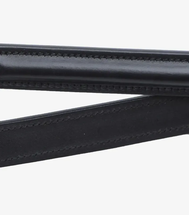 Premier Equine 5/8 Luigi Plain Leather Reins - Black-4