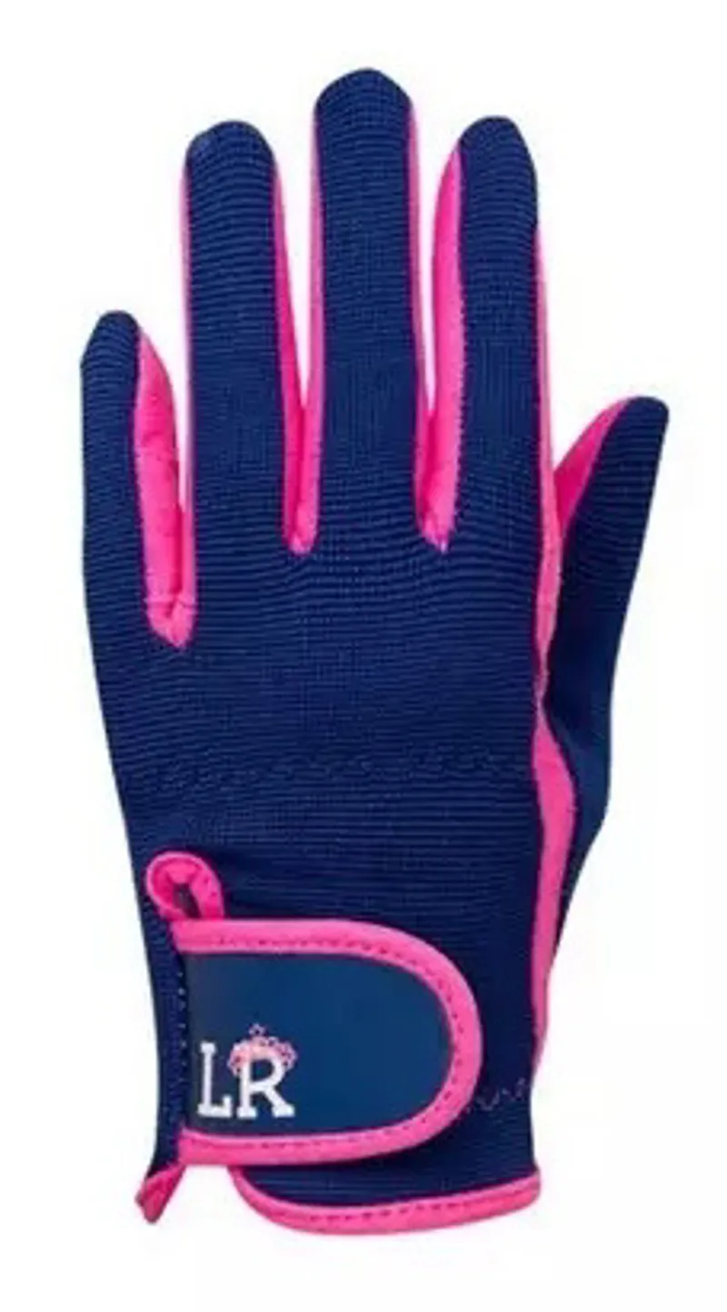 Hy Equestrian Stacy Children's Riding Gloves by Little Rider - Navy/Pink 