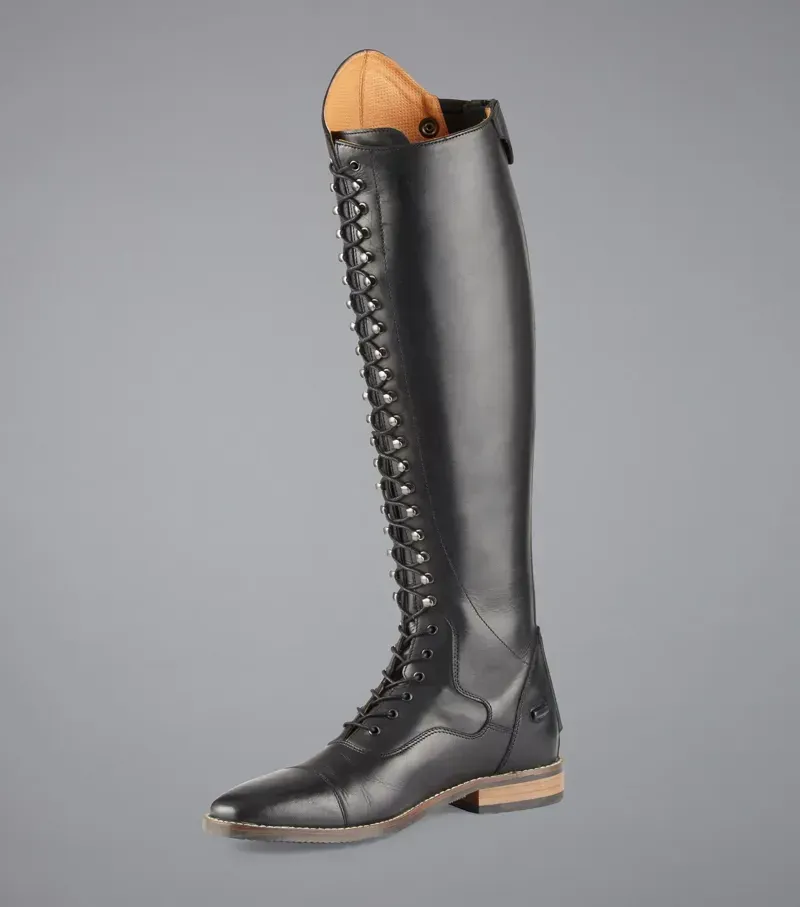 Premier Equine Ladies Maurizia Lace Front Tall Leather Riding Boot - Black-2