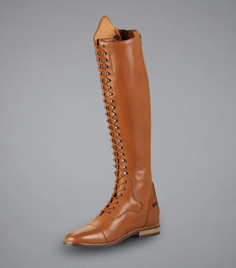 Premier Equine Ladies Maurizia Lace Front Tall Leather Riding Boot - Cognac-4