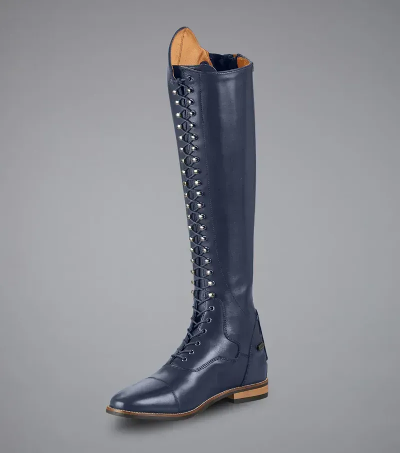 Premier Equine Ladies Maurizia Lace Front Tall Leather Riding Boot - Navy-4