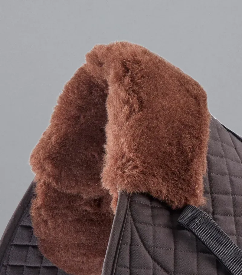 Premier Equine Merino Wool GP/Jump Numnah - Brown/Brown Wool-2