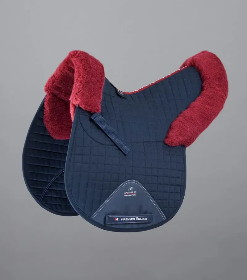 Premier Equine Merino Wool GP/Jump Numnah - Navy/Burgundy Wool