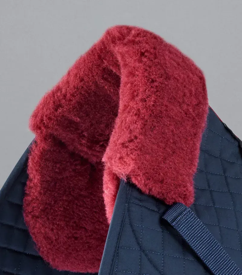 Premier Equine Merino Wool GP/Jump Numnah - Navy/Burgundy Wool-2