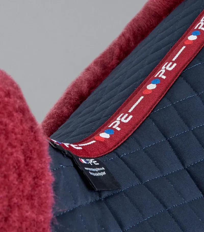 Premier Equine Merino Wool GP/Jump Numnah - Navy/Burgundy Wool-3