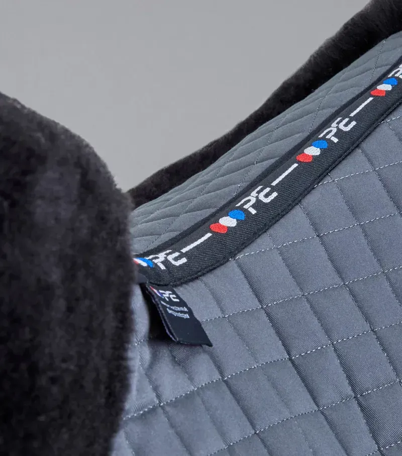 Premier Equine Merino Wool GP/Jump Numnah - Grey/Black Wool-2