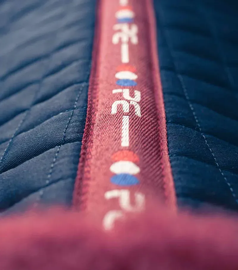 Premier Equine Merino Wool GP/Jump Numnah - Navy/Burgundy Wool-5