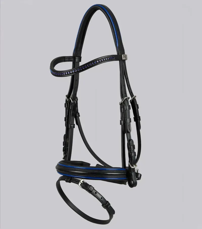 Premier Equine Pony Mineo Snaffle Bridle - Black/Blue-4