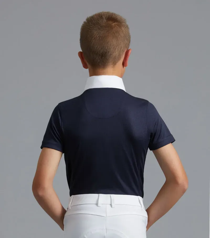 Premier Equine Mini Antonio Boy's Short Sleeve Show Shirt - Navy-2