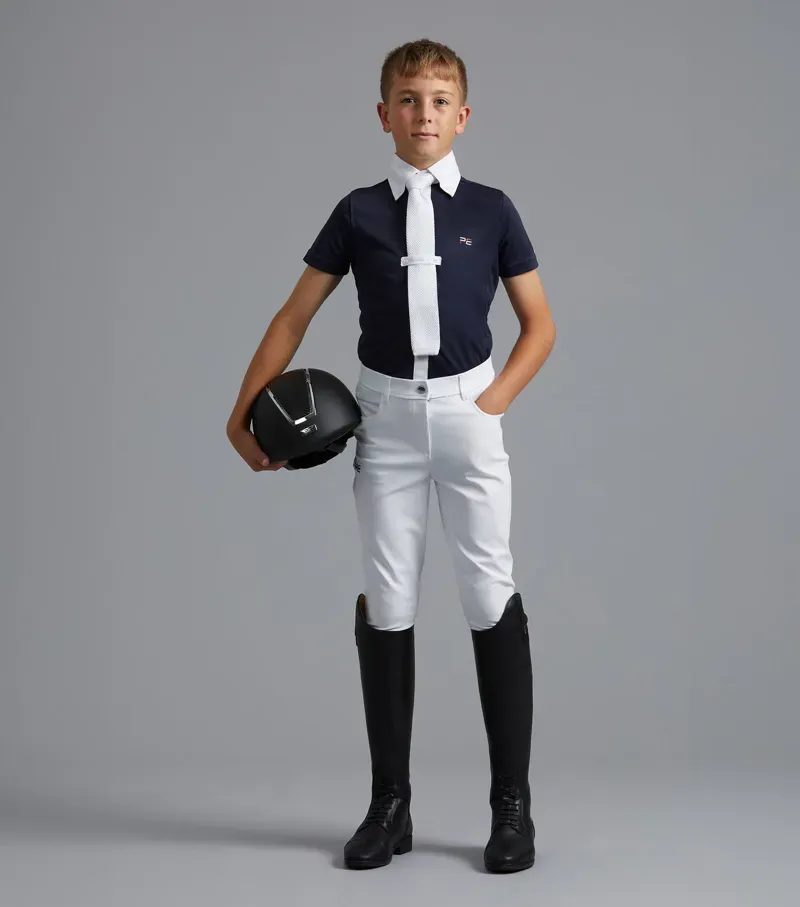 Premier Equine Mini Antonio Boy's Short Sleeve Show Shirt - Navy-1
