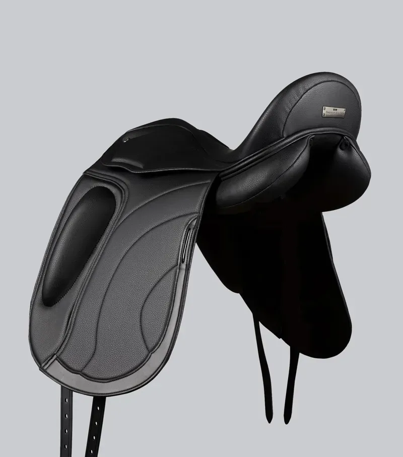Premier Equine Montpellier Synthetic Dressage Saddle - Black-3