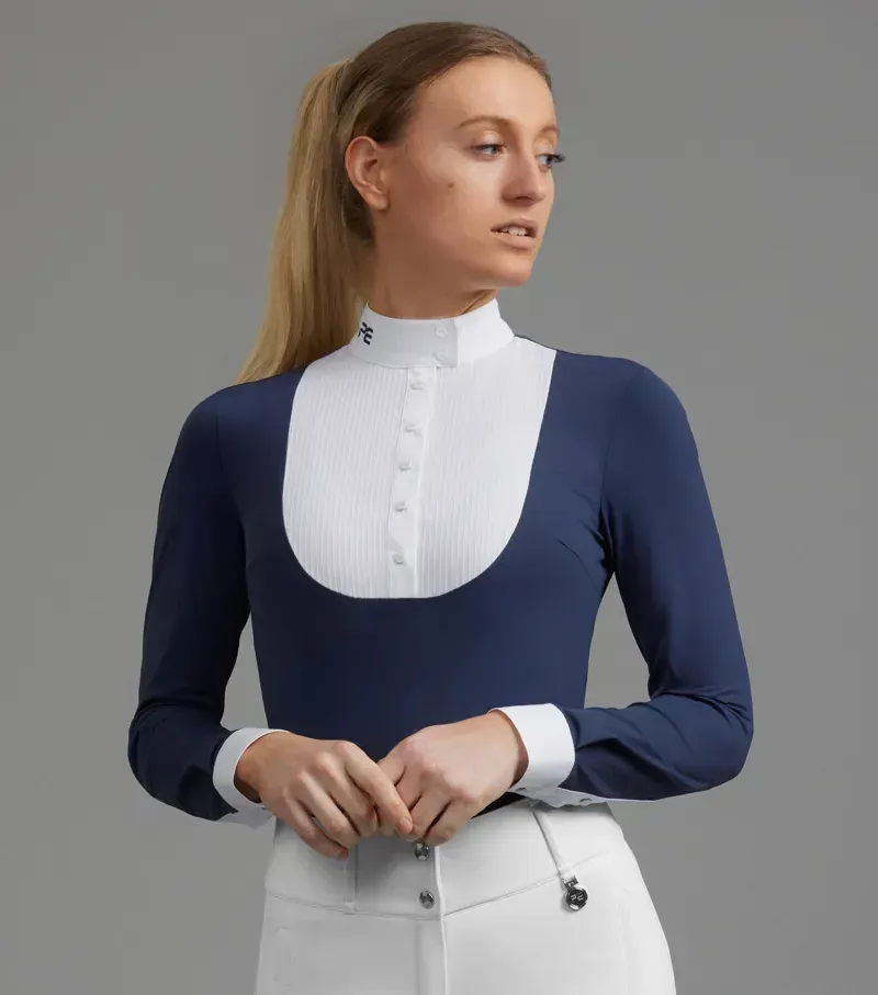 Premier Equine Ladies Navarra Long Sleeve Competition Shirt - Navy