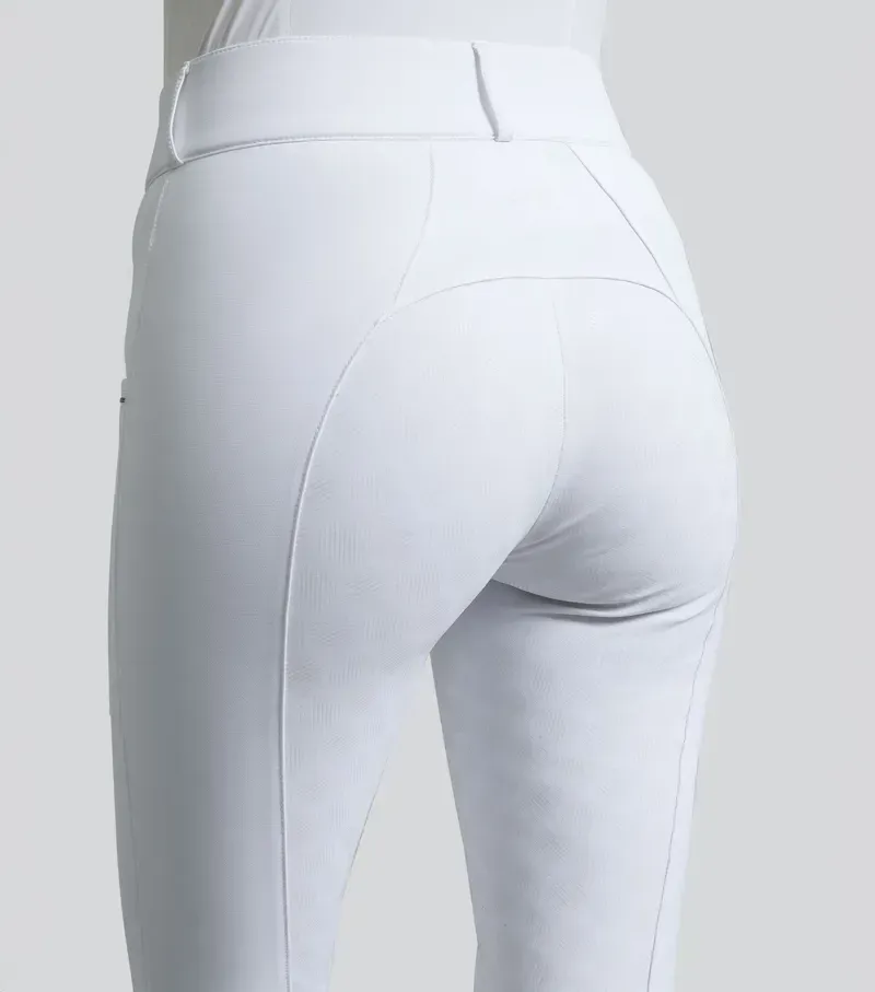 Premier Equine Womens Ofena Full Seat Competition Riding Breeches - White-1